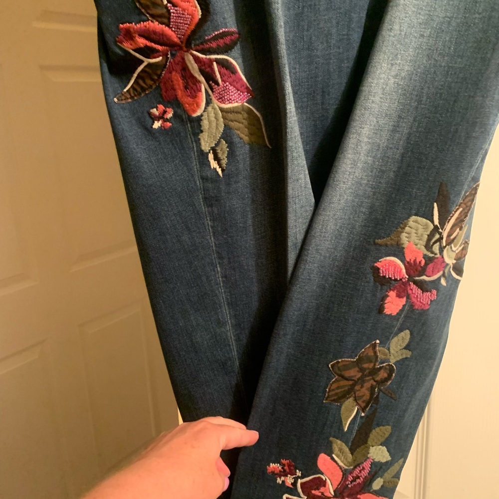 Plus Chico’s Hand-embroidered pull-on jeggings size 4R/20W